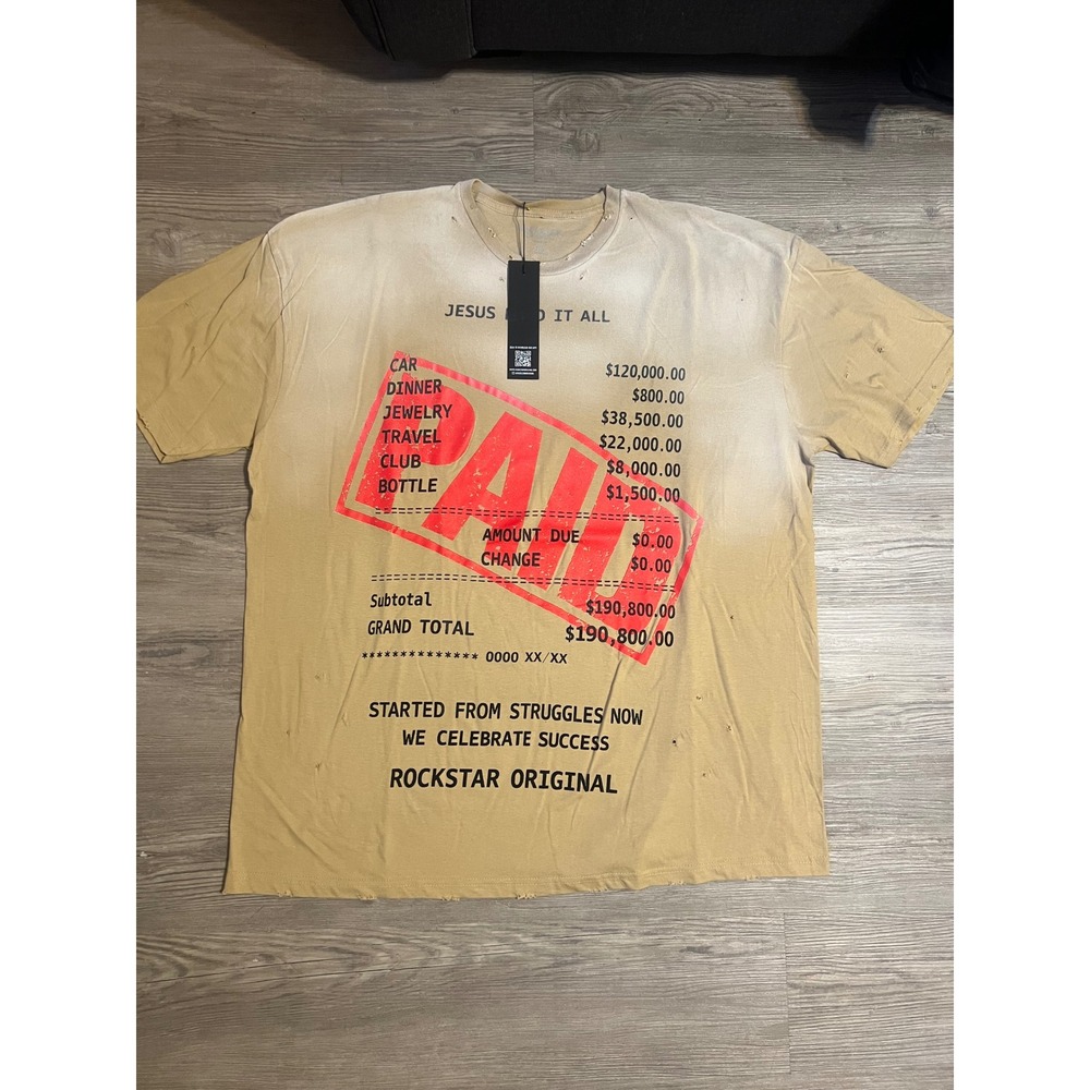 NWT Rockstar Original Men's Brown Oversized T-Shirt Jesus Paid it All Size 2XL